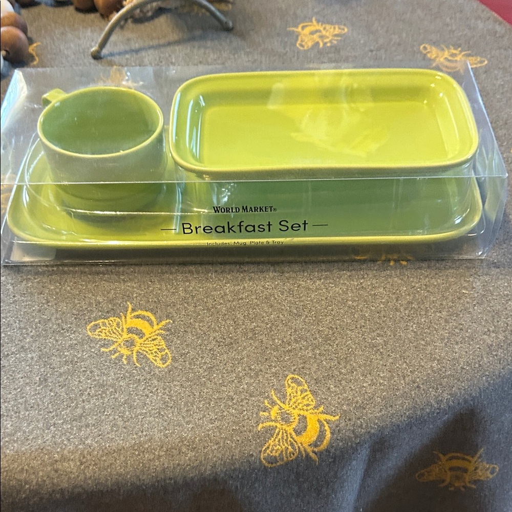 world market breakfast set mug, plate, tray